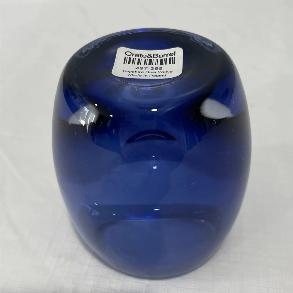 Crate&Barrel Diva Sapphire Blue Glass Candle Votive